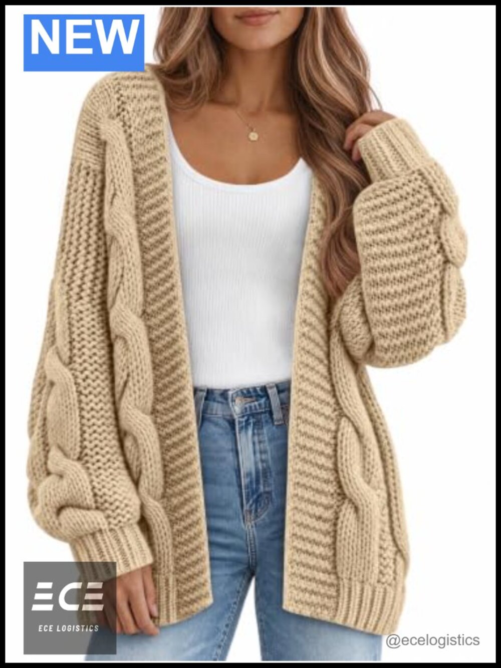 Womens Oversized Chunky Cable Knit Cardigan Open Front Long Sleeve Fall Coat